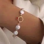 دستبند طلا و مروارید باروک انار