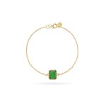 دستبند طلا سنگ سبز مستطیلی