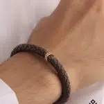 دستبند طلا و چرم رینگ