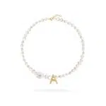 گردنبند طلا و مروارید گل و حرف A