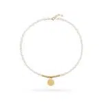 گردنبند طلا و مروارید گوی تراش و سکه