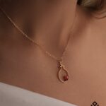 آویز طلا انار با نگین قلبی
