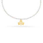 گردنبند طلا و مروارید شبدر