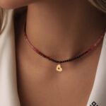 گردنبند طلا و سنگ با آویز قلب